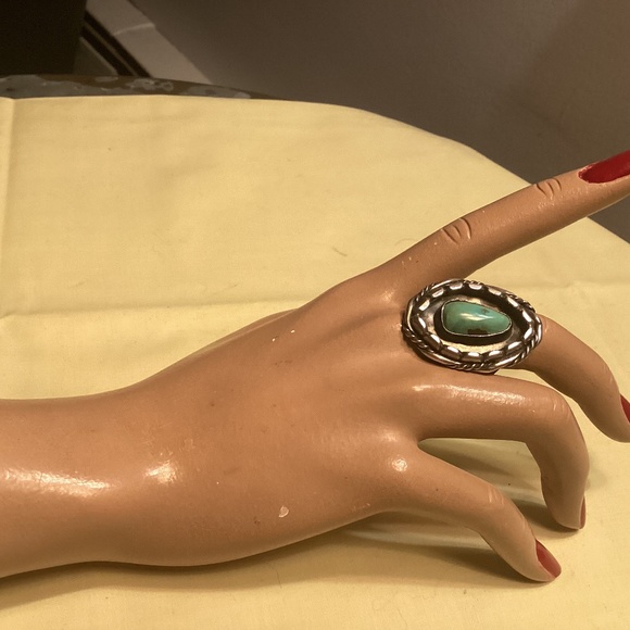 TURQUOISE & SILVER. RING SZ 8/1/2 Jewelry - TURQUOISE RING 8/1/2. Must see exquisitely design. Sterling  NAVAJO SHADOWBOX.